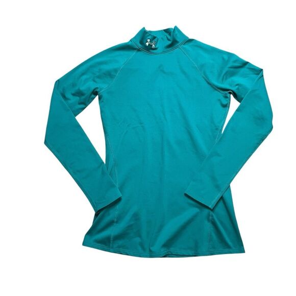 Under Armour Coldgear Mock Neck Base Layer Green/Teal Size Medium - Picture 1 of 4